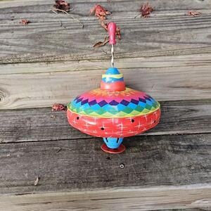 Vintage Large Colorful Spinning Top Toy 1950s Antique Past Times